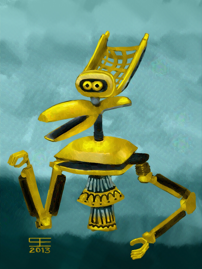 Painting of Crow T. Robot from Mystery Science Theater 3000.