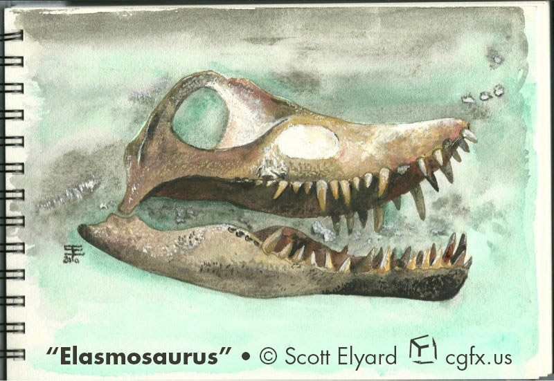 Elasmosaurus watercolor