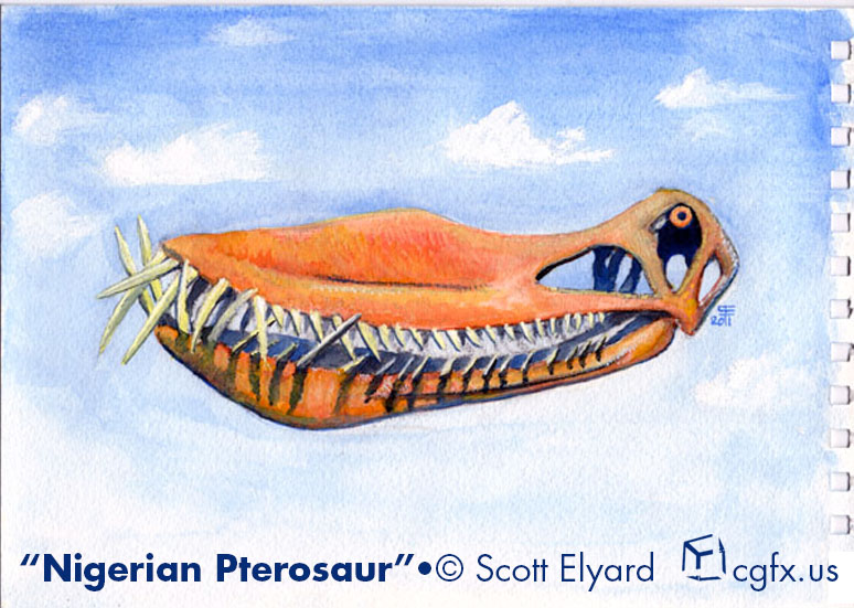 Watercolor of a Nigerian Pterosaur