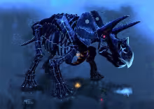 Trikeratos, based on Triceratops skeleton with lights on it.